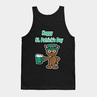 Happy St. Patrick's Day Kitty Leprechaun Tank Top